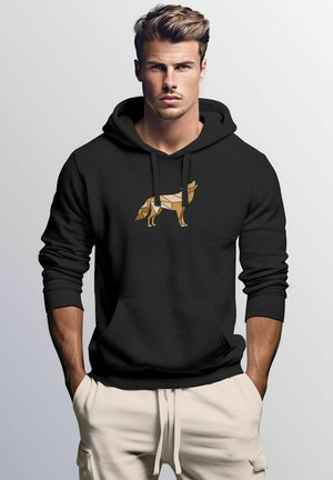 Neverless AUFDRUCK POLYGON WOLF GEOMETRIE MOTIV FASHION STREETSTYLE - Kapuzenpullover - schwarz
