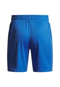Bermudas deportivas azules hechas de un tejido ligero y suave. Cuentan con una cinturilla elástica y paneles laterales de malla para mayor transpirabilidad.