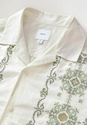 Next REGULAR FIT - CROSS STITCH EMBROIDERED SHORT SLEEVE  - Camicia - ecru