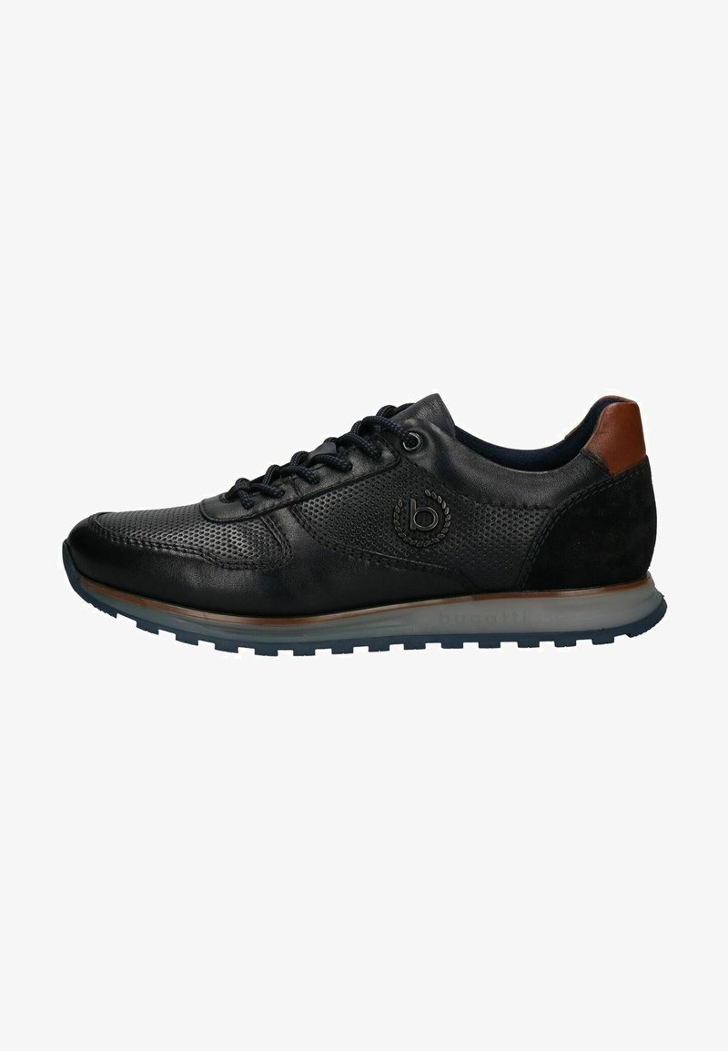Bugatti Baskets Homme Décontractées Tendance – Semelle Souple Memory Foam, Lacets Élastiques, Look Bleu Cognac & Logo