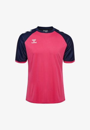 Kurzärmeliges Sporttrikot in leuchtendem Pink mit dunkelblauen Akzenten. Mit Rundhalsausschnitt, leichtem Stoff und Logo auf der oberen linken Seite.