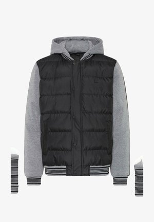 Mustmust mustruud mustmustmust mustmustmust, halli dressi varrukatega, nupuga sulgemine, küljetaskud ja triibulised soonikud varrukatel ja allosas.