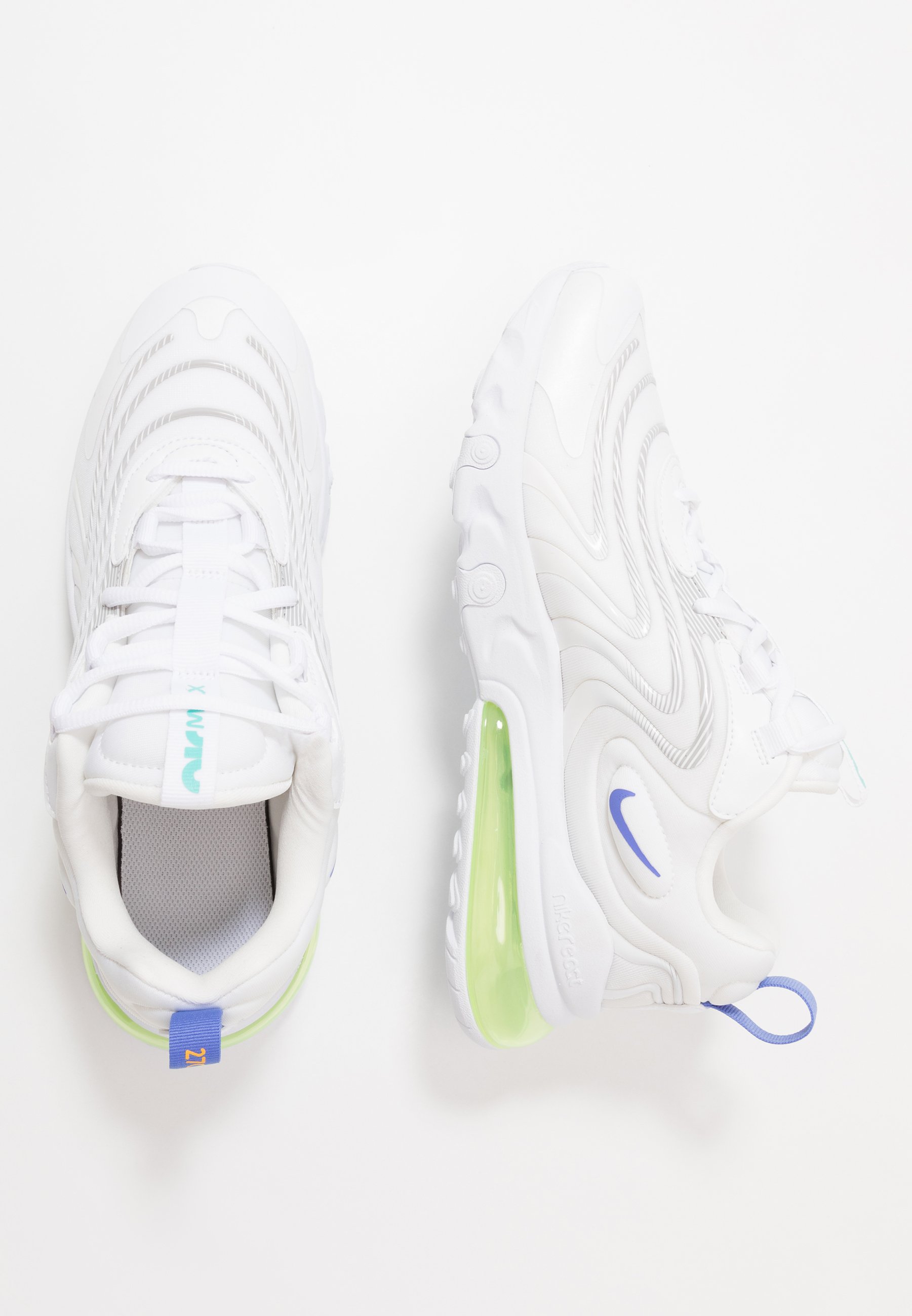 Nike Sportswear Air Max 270 React Sneaker Low White Sapphire Laser Orange Aurora Green Light Smoke Grey Barely Volt Weiss Zalando De