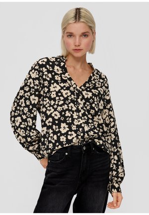 QS MIT ALLOVER-PRINT - Camisa - schwarz