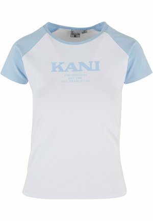 Karl Kani RETRO TINY  - T-shirt print - white light blue