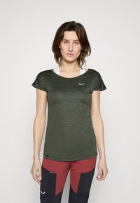 Salewa - PUEZ MELANGE DRY TEE - Sport T-shirt - dark olive melange Miniatuurafbeelding 1