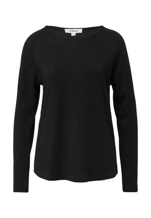 Zwarte longsleeve t-shirt met ronde hals en raglanmouwen, in een relaxte fit, maat 36 van het merk s.Oliver.