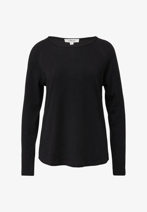 Black long-sleeve crew neck shirt with raglan sleeves and a relaxed fit, labeled size 36 by brand s.Oliver.
