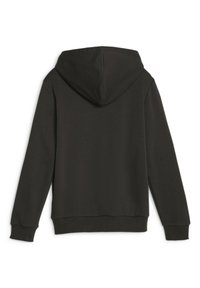 Sudadera con capucha de color gris oscuro, con una textura suave, puños y dobladillo acanalados, que presenta un diseño casual y simple sin detalles en la parte frontal.