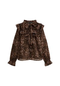 New Look LEOPARD PRINT RUFFLE BIB - Blusa - brown pattern