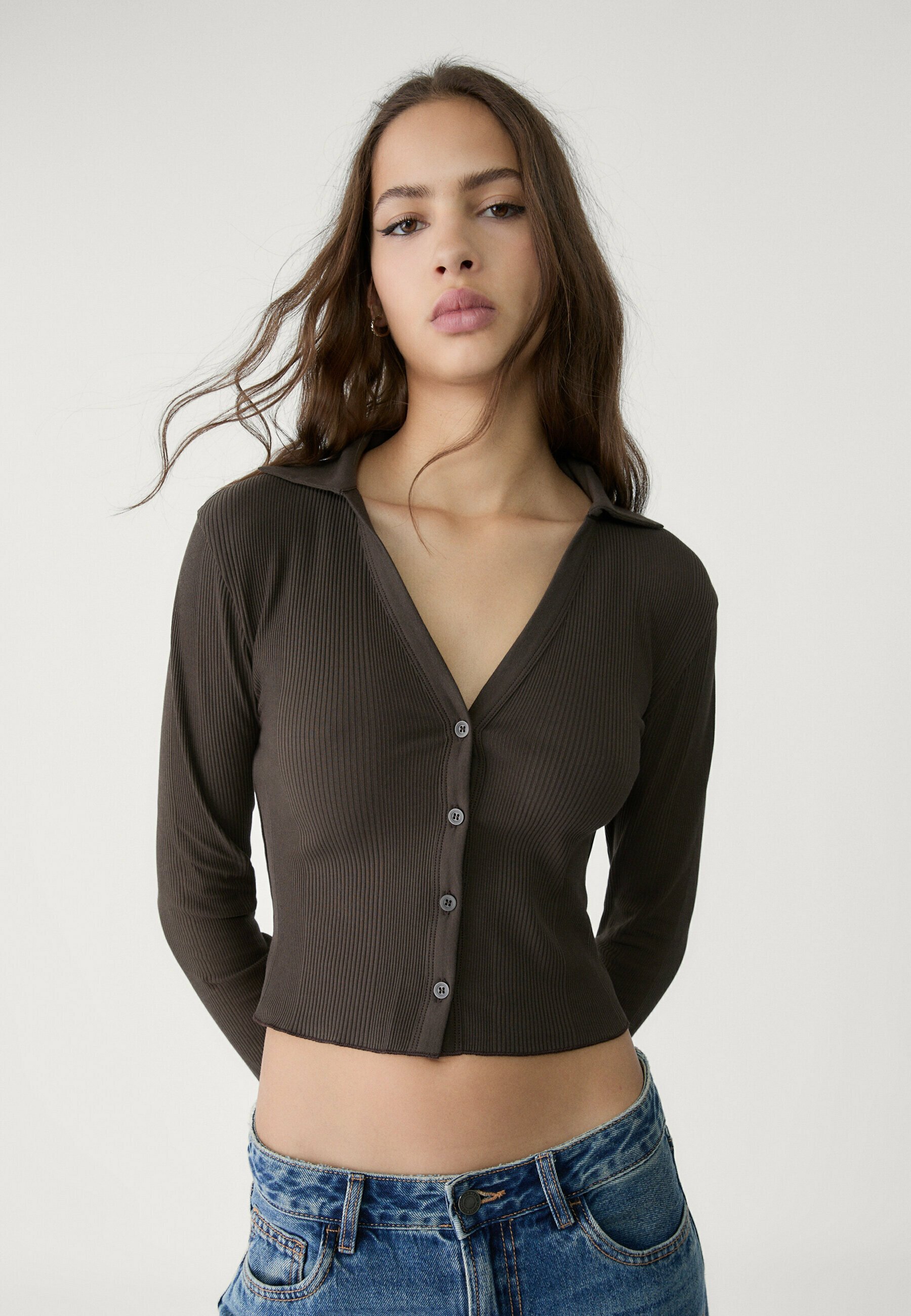 Stradivarius Strickjacke Bordeaux Damen CREATION L PREMIUM