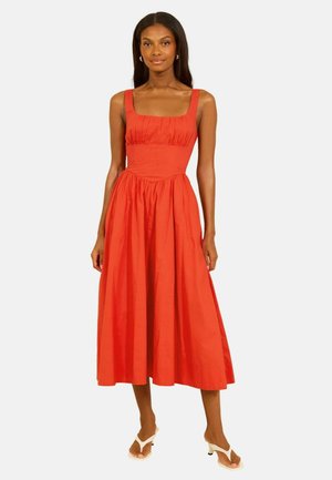 Lipsy, REGULAR FIT - STRAPPY SCOOP NECK WAISTED FULL SKIRT MIDI DRESS - Freizeitkleid - red