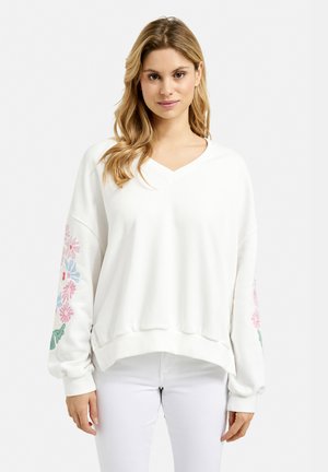 Smith&Soul MIT V-NECK UND STICKEREIEN - Sweatshirt - offwhite