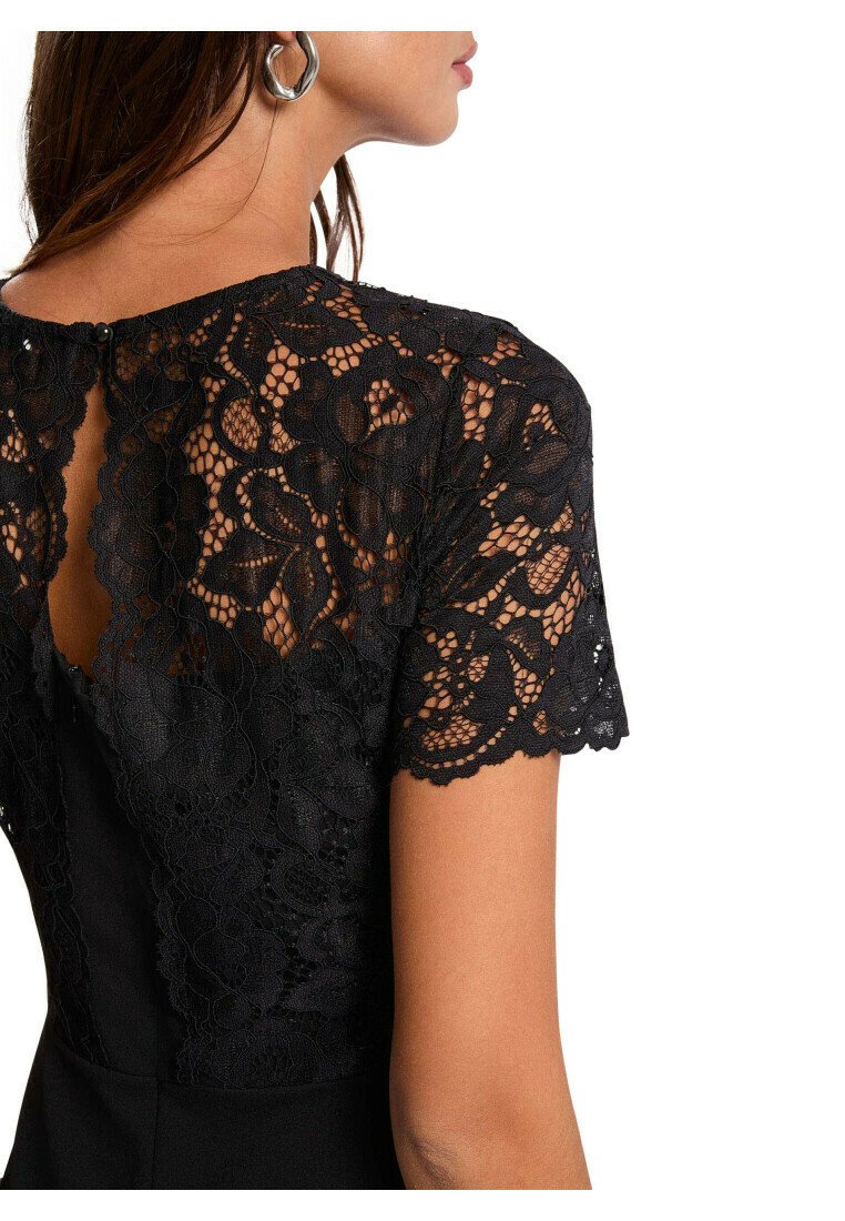 Robe MORGAN Noire - Taille L (40) - Encolure Dentelle - Manches Longues - Occasion (très Bon état)