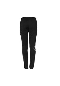 Schwarze Sportpants aus atmungsaktivem Stoff, mit einem figurbetonten Schnitt, elastischem Bund und einem Logo-Highlight auf dem linken Bein.