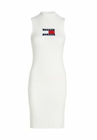 Tommy Jeans TOMMY JEANS LOGO SLEEVELESS MINI SWEATER DRESS - Vestido de punto - ancient white