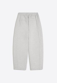 Light gray loose-fit sweatpants with elastic waistband and two back welt pockets, shown flat on a white background.