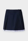 TONAL LOGO APPLIQUÉ PLEATED MINI SKIRT - Φούστα σε γραμμή Α - dark night navy