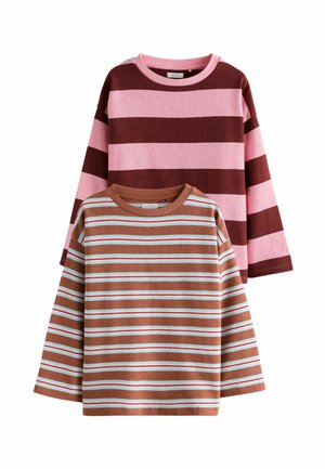 Next, LONG SLEEVE TEXTURED TOPS 2 PACK - Langarmshirt - pink brown stripe
