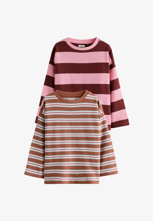 Next, LONG SLEEVE TEXTURED TOPS 2 PACK - Langærmet T-shirt - pink brown stripe