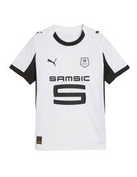 Camiseta de fútbol blanca de manga corta con acentos negros, que presenta un gran '5' y "SAMSIC" en letras oscuras. Incluye el logo de Puma y el emblema del equipo.