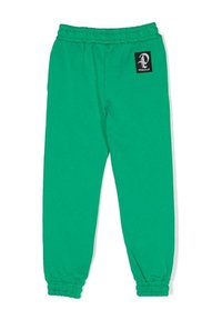 Gröna sweatpants med elastisk midja och muddar. Har en liten svart etikett med vit branding framtill. Mjuk tygstruktur.