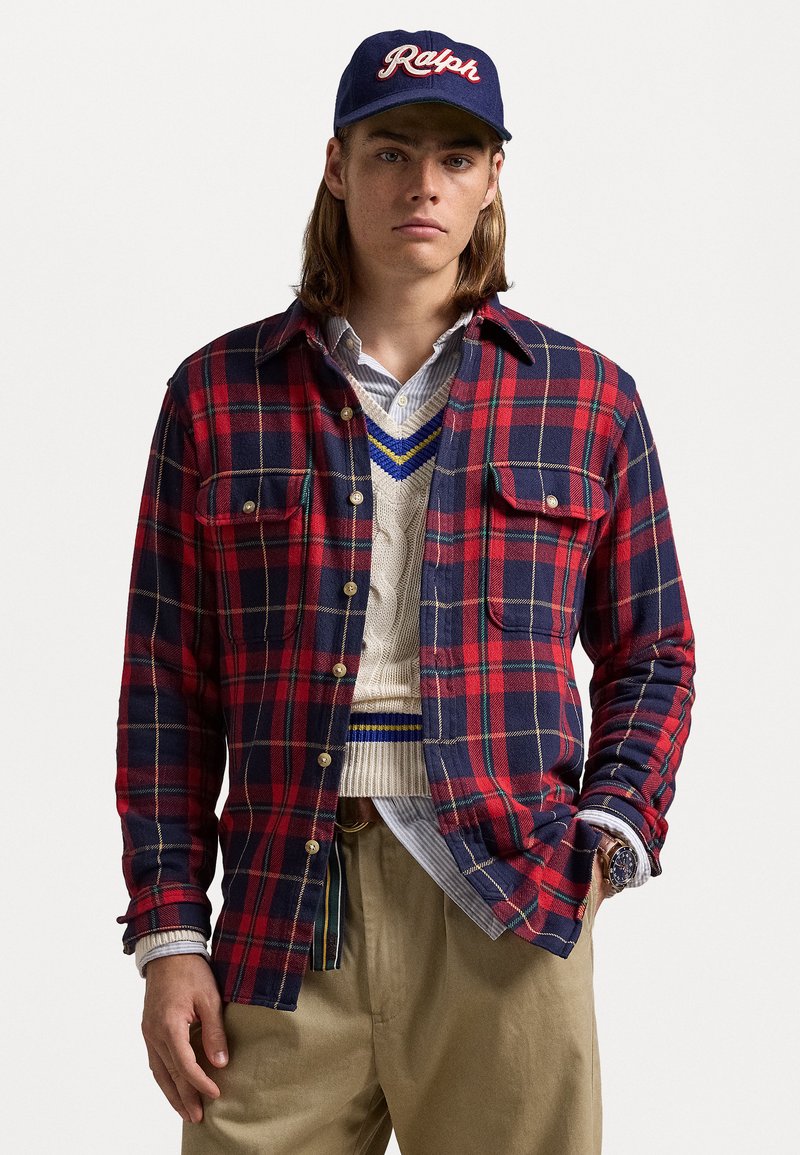 Polo Ralph Lauren CLASSIC FIT SUEDE PATCH PLAID WORKSHIRT - Shirt - red/navy multi