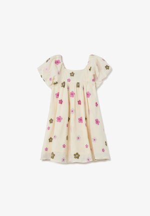 WITH SMALL FLOWERS EMBROIDERY. - Vestido informal - cream white