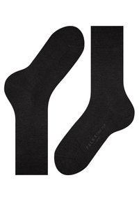 Black cotton socks featuring a smooth texture, ankle height, and reinforced toe and heel. Displayed flat, showing both sides.