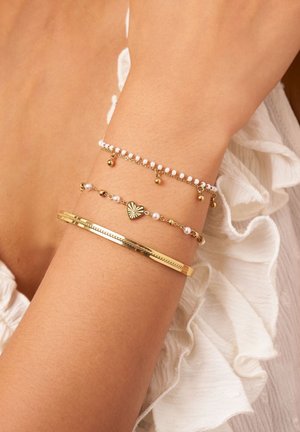 My Jewellery, BRACELET WITH HEART AND IMITATION PEARLS - Pulsera - goud verguld stainless steel