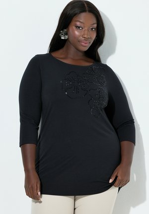 SEQUINED FLORAL TEE - Langarmshirt - black