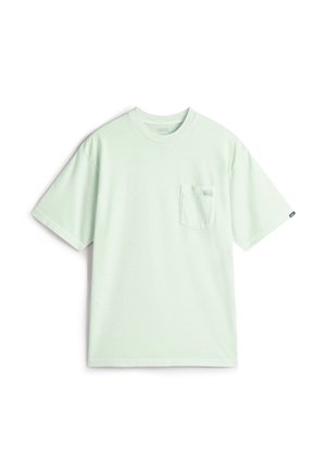 Lichtgroen T-shirt met korte mouwen, een ronde halslijn en een borstzak aan de linkerkant met een klein Vans-logo label.