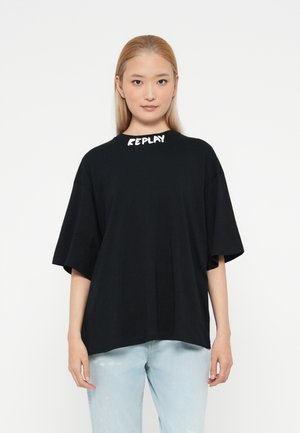 CREW NECK LOGO BOXY - Trükipildiga T-särk - black