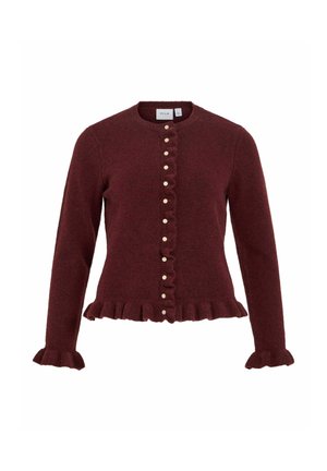 VILA, KNITTED CARDIGAN VIJACIA FRILL - Gilet - port royale
