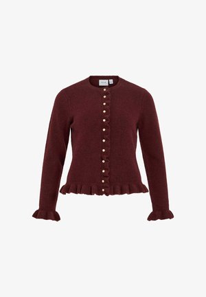 VILA, KNITTED CARDIGAN VIJACIA FRILL - Gilet - port royale