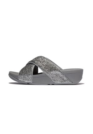 LULU CRINKLED-SHIMMER CROSS SLIDES - Muiltjes - silvereen