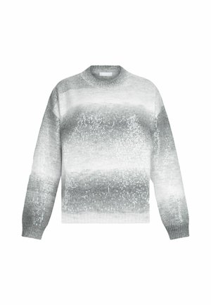 Grijze en witte ombre trui met pailletten, ronde halslijn, lange mouwen en ribgebreide manchetten. Zachte gebreide textuur en relaxte pasvorm.