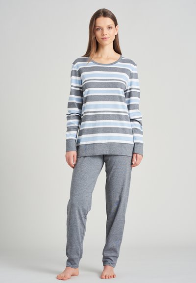Schiesser SCHLAFANZUG LANG - Pigiama - grau mel/grigio screziato