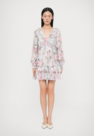 EXCLUSIVE CAMILLES GARDEN CHIFFON LONG SLEEVE MICRO MINI DRESS - Rochie cocktail/Rochie petrecere - moonshine