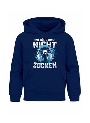 MoonWorks GAMING SPRUCH LUSTIG HÖRE DICH NICHT BIN AM ZOCKEN VIDEOSPIELE KOPFHÖRER - Kapuzenpullover - navy