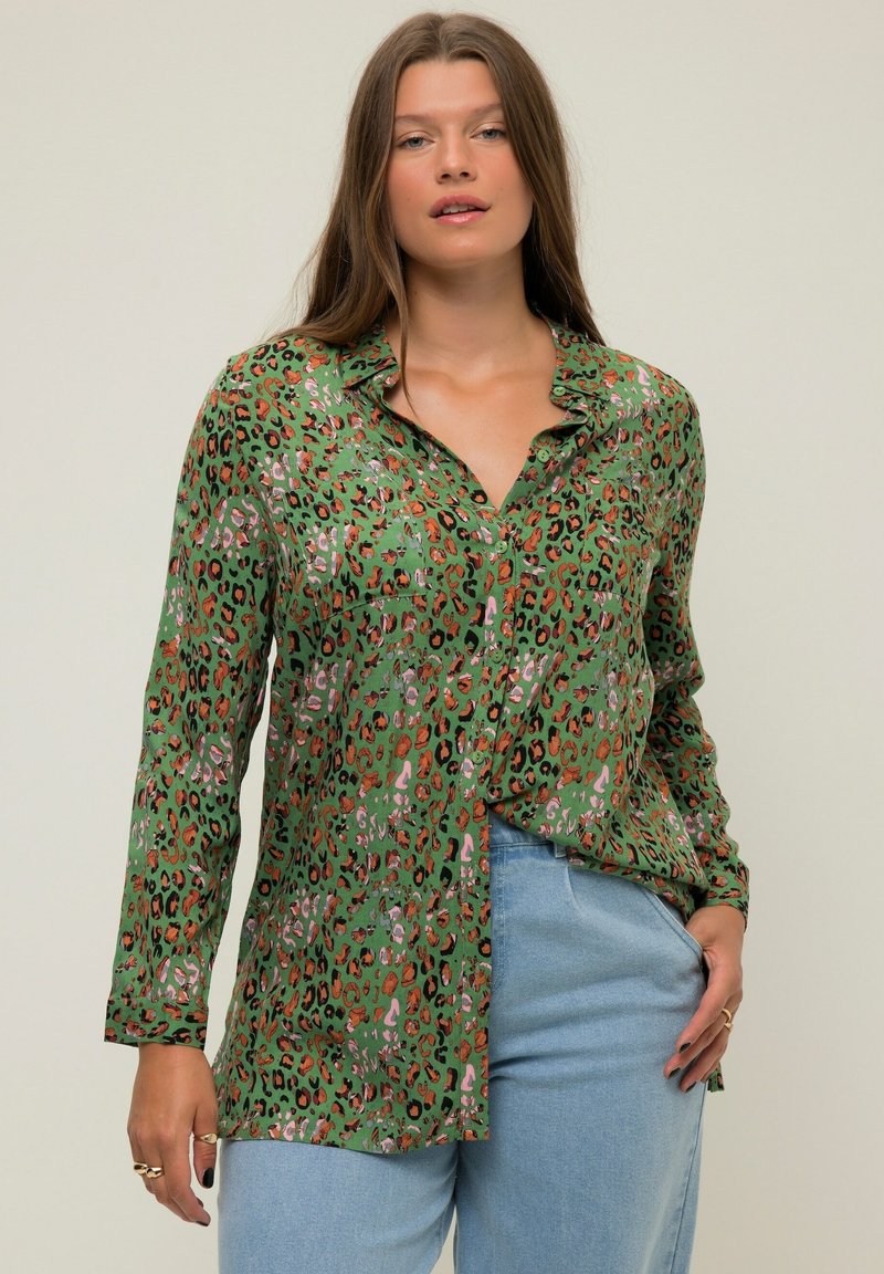 Chemise oversize léopard vert sapin femme