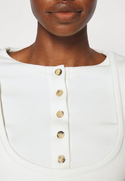 A.W.A.K.E. MODE DOUBLE EFFECT HALF BUTTON CLOSURE - Μπλούζα με μακριά μανίκια - ivory