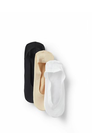 Mehrpack mit unsichtbaren Socken in Schwarz, Beige und Weiß. Jedes Paar verfügt über ein niedrigen Schnitt und weichen, glatten Stoff.