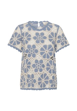 Cream, Blouse - stonewash flower pattern