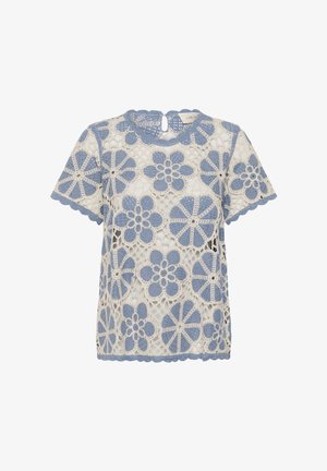 Cream, Bluse - stonewash flower pattern