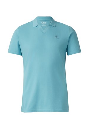 Lichtblauw polo shirt met korte mouwen, een V-halskraag en een klein s.Oliver-logo op de linkerborst.