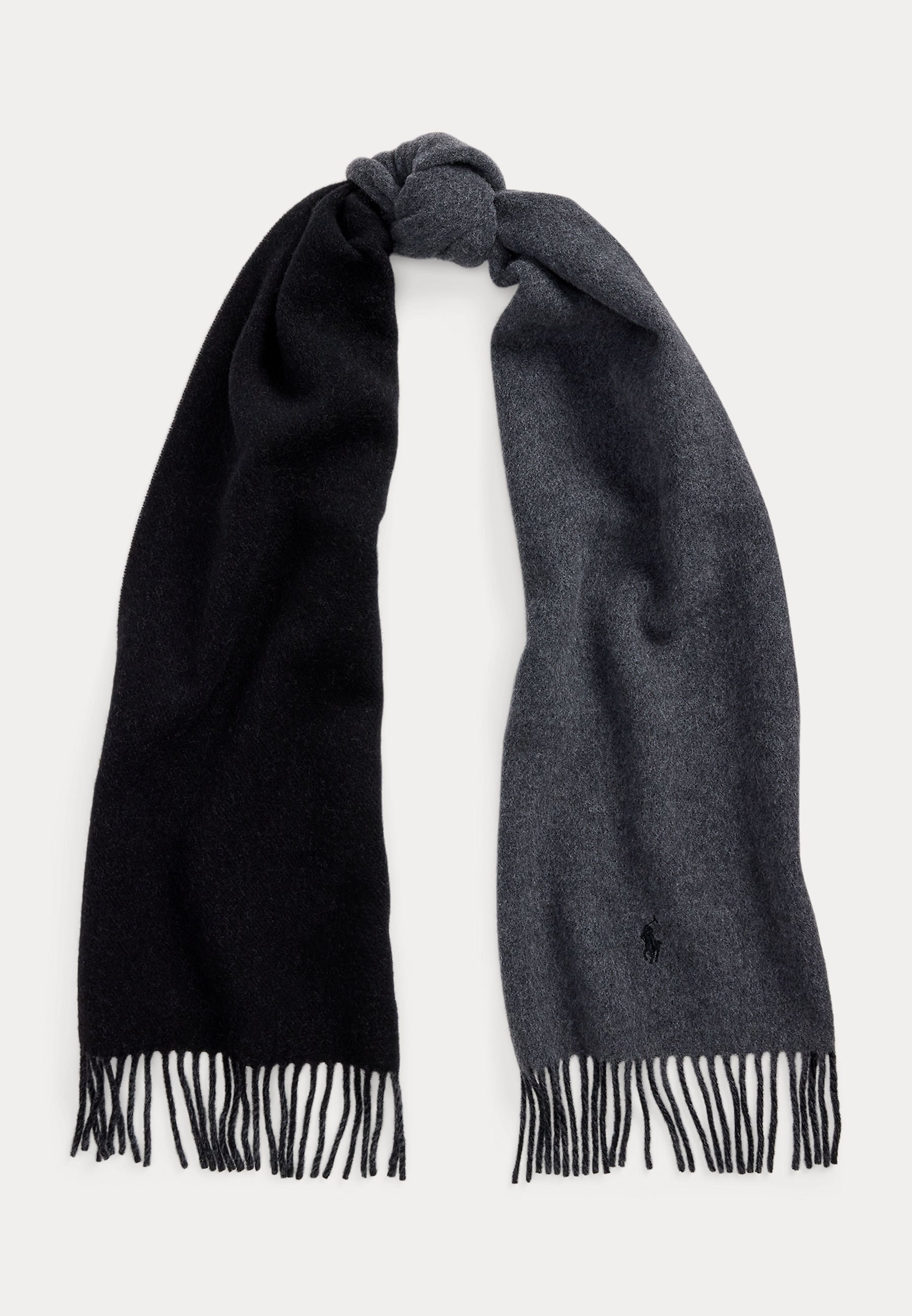 Polo Ralph Lauren FRINGE-TRIM WOOL SCARF - Scarf - black/charcoal