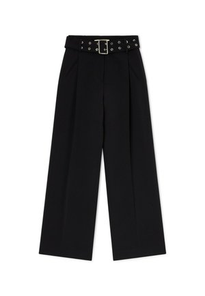 Trussardi, PANTALONE PALAZZO IN CADY CON CINTURA - Broek - nero