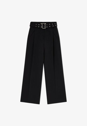 Trussardi, PANTALONE PALAZZO IN CADY CON CINTURA - Pantalon classique - nero