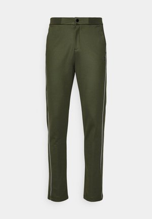 Ron Dorff TRACK PANTS WHITE PIPING - Tracksuit bottoms - dark oliver green
